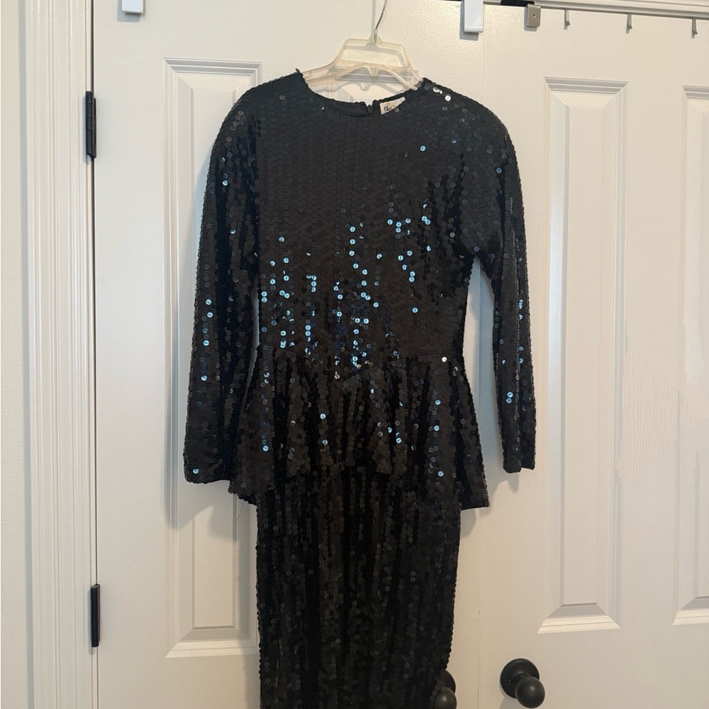 Oleg Cassini Black Sequin Kids Dress